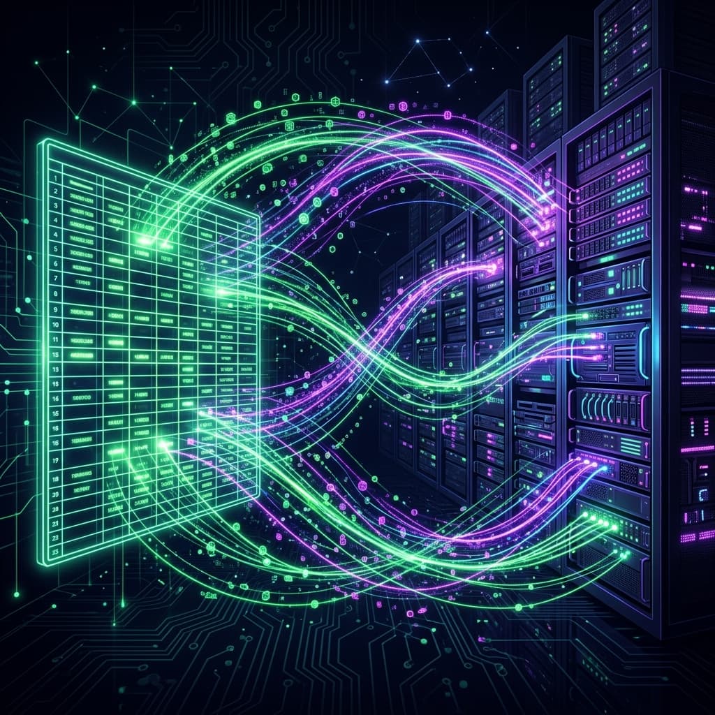 Google Sheets connected to Magento 2 via Apps Script, pushing catalog updates to the REST API with per-row success and error status