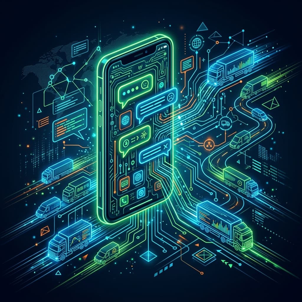 Truck driver sending a WhatsApp status update that auto-updates a logistics dispatcher's Google Sheets cargo tracking dashboard in real time
